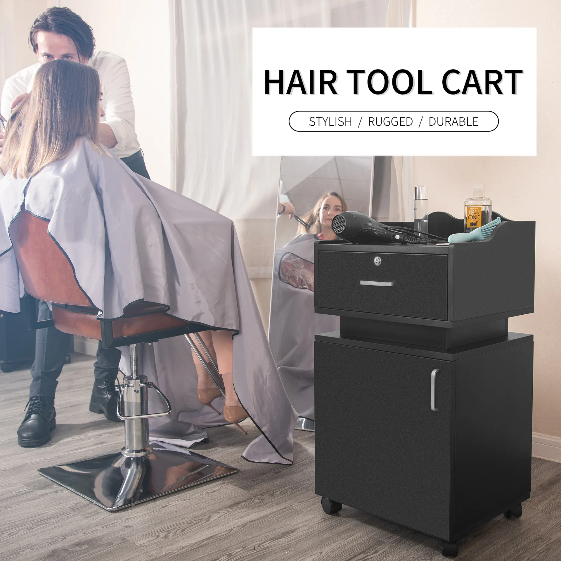 Barber shop storage and finishing cart Beauty trolley salon Hair tool cart