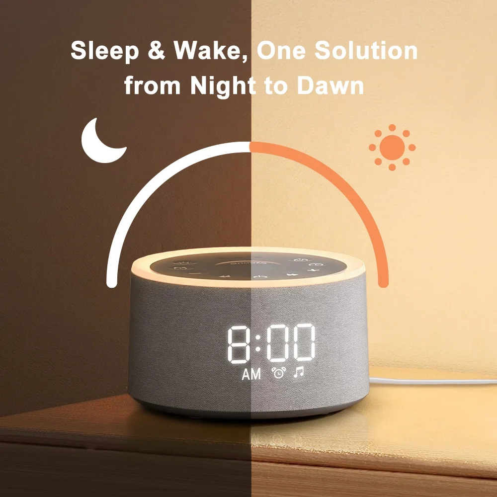 Smart White Noise Machine Baby Sleep Sound Machine LED Alarm Clock with Night Light
