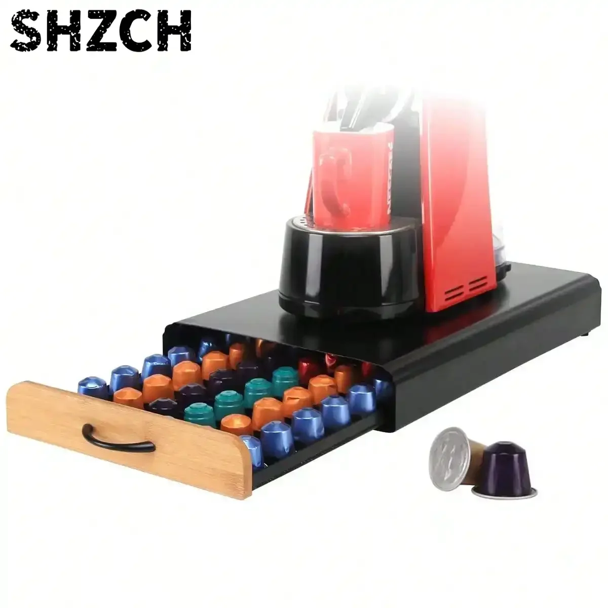 Coffee Pod Holder Drawer , 40 Capacity Pod Capsule Metal Coffee Station Storage Organizer , Under Coffee Pot Storage