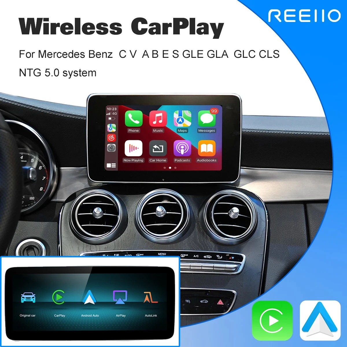 12.3'' Touch linux screen Wireless Carplay for Mercedes Benz A GLC GLA W205 W176 C117 NTG5.0 Android Multimedia Radio Receiver