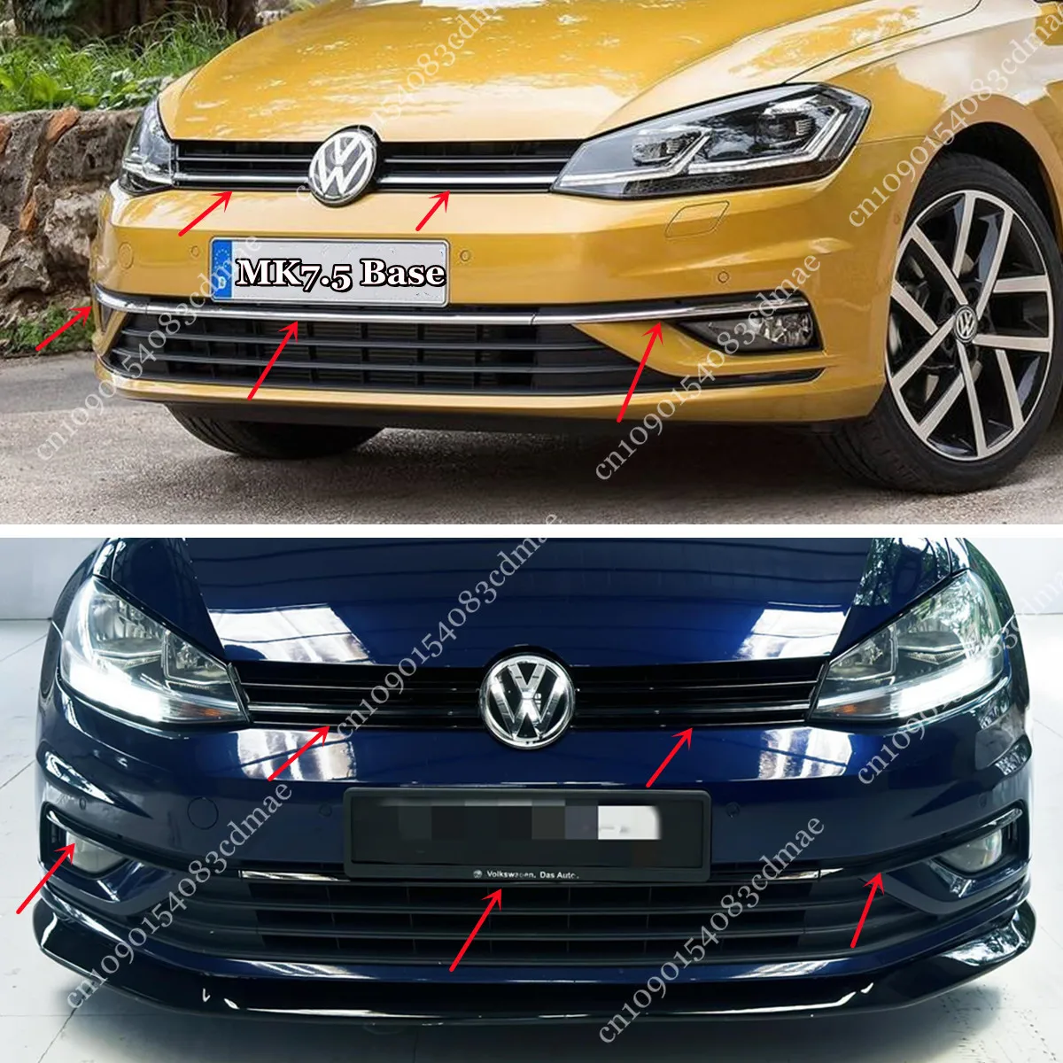 Front Bumper Grille Trim for VW Golf MK7.5 Facelift TDI TSI 2017 2018 2019 2020 Splitter Tuning Blackening Body Kit ABS UV Coat