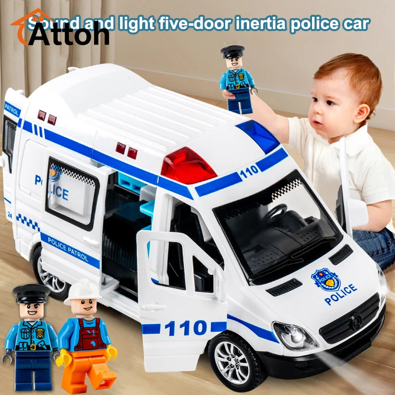 Mini Diecast Ambulance Car Fire-Truck Policecar Model Sound Light Vehicle Simulation Collection Gifts Toys Boys Room Decoration