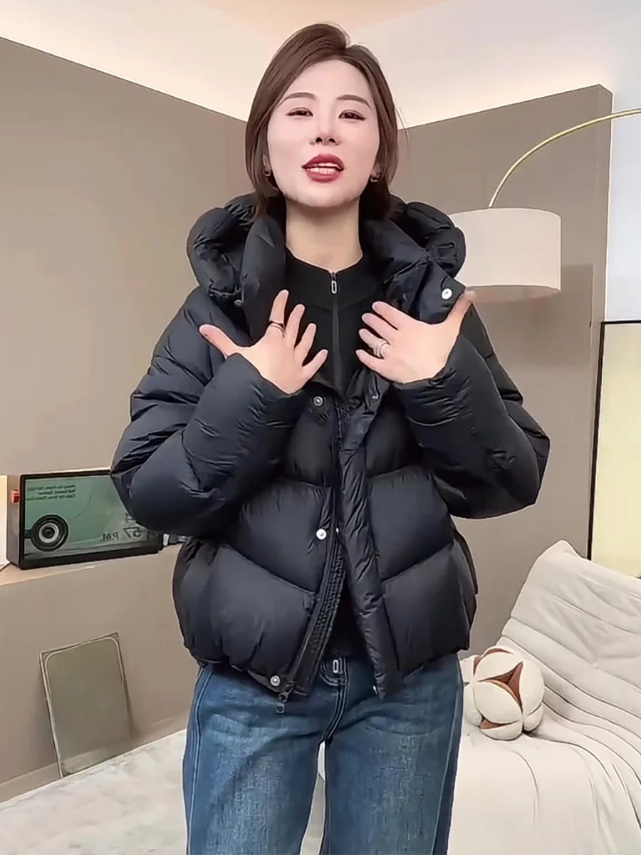 

Casual Sle Hooded ort down Jaet Women's Winter New Bla 90 White Du Feather Thiened Warm Bread Coat Outerwear