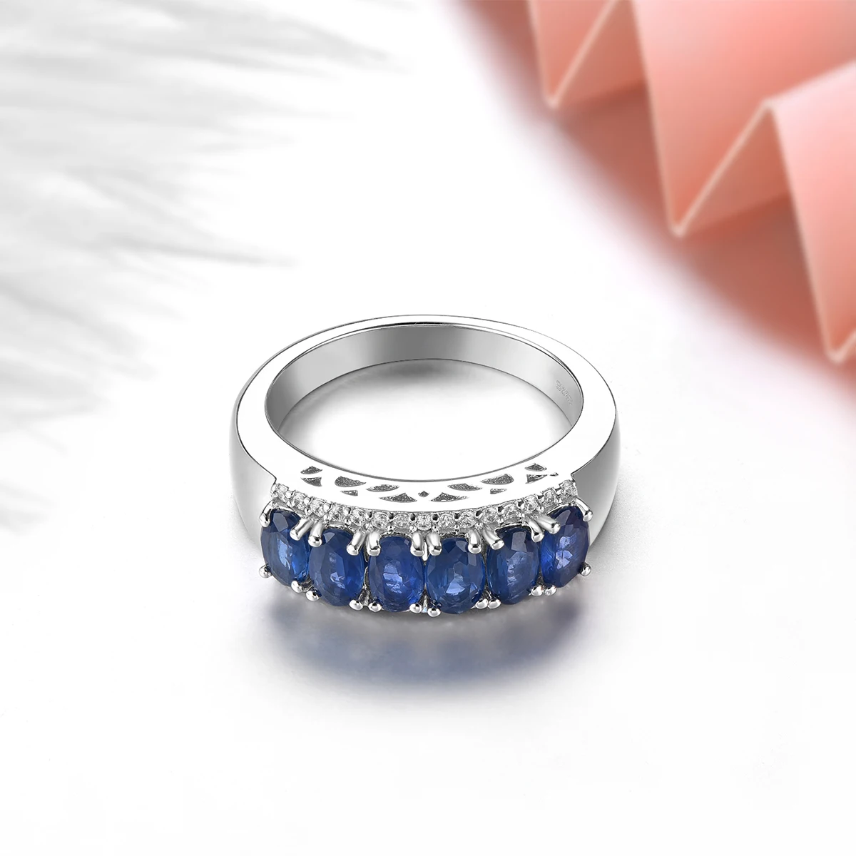 

Natural Sapphire Solid Silver Women's Ring 1.6 Carats Genuine Gemstone Romantic Exquisite Style S925 Fine Jewelry Top Quality