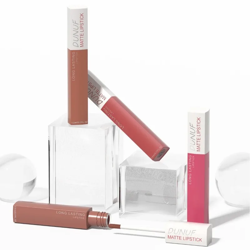 Matte Lippenstifte Nicht Klebend Roter Nude Wasserfester Langanhaltender Flüssiger Lipgloss Samt-Finish Verblassungsresistent Lip Tint Make-up – Detail 4
