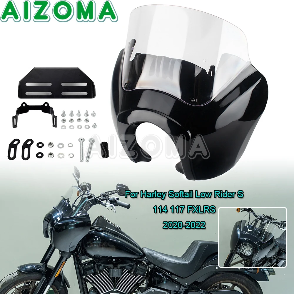 

Club Style 9" Headlight Fairing Windshield Windscreen W/ Bracket Cowl Cover For Harley Softail Low Rider S 114 117 FXLRS 2020-22