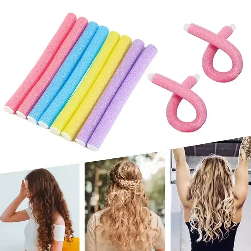 Бигуди 10pcs Heatless Hair Curler No Heat Hair Rollers Soft Curls Curling Rod Roller Sticks Foam Rods Hair Styling Tools 헤어롤