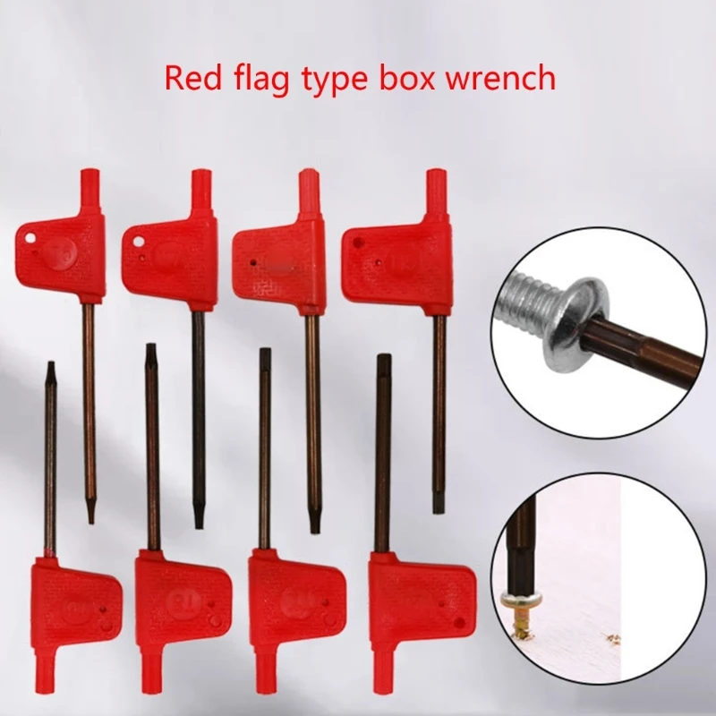 T5-T6 T7 T8 T9 T10 T15-T20 Plum Shaped Red Flag Wrench Standard Torx for-CNC Lathe Turning Tool Holder Torx Screw Wrench