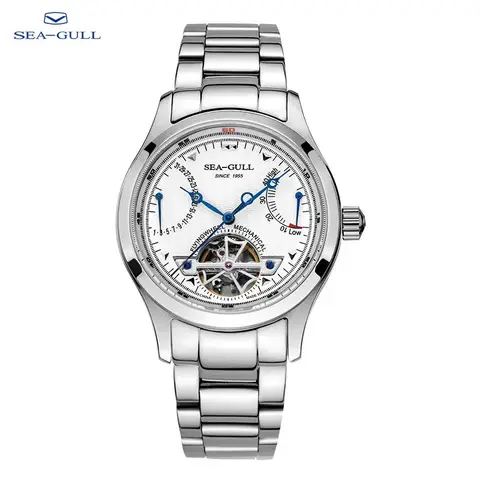 2025 Seagull Men's Automatic Mechanical Watch Multifunction Dial Calendar Sapphire Steel Band Men's Wristwatch M163S