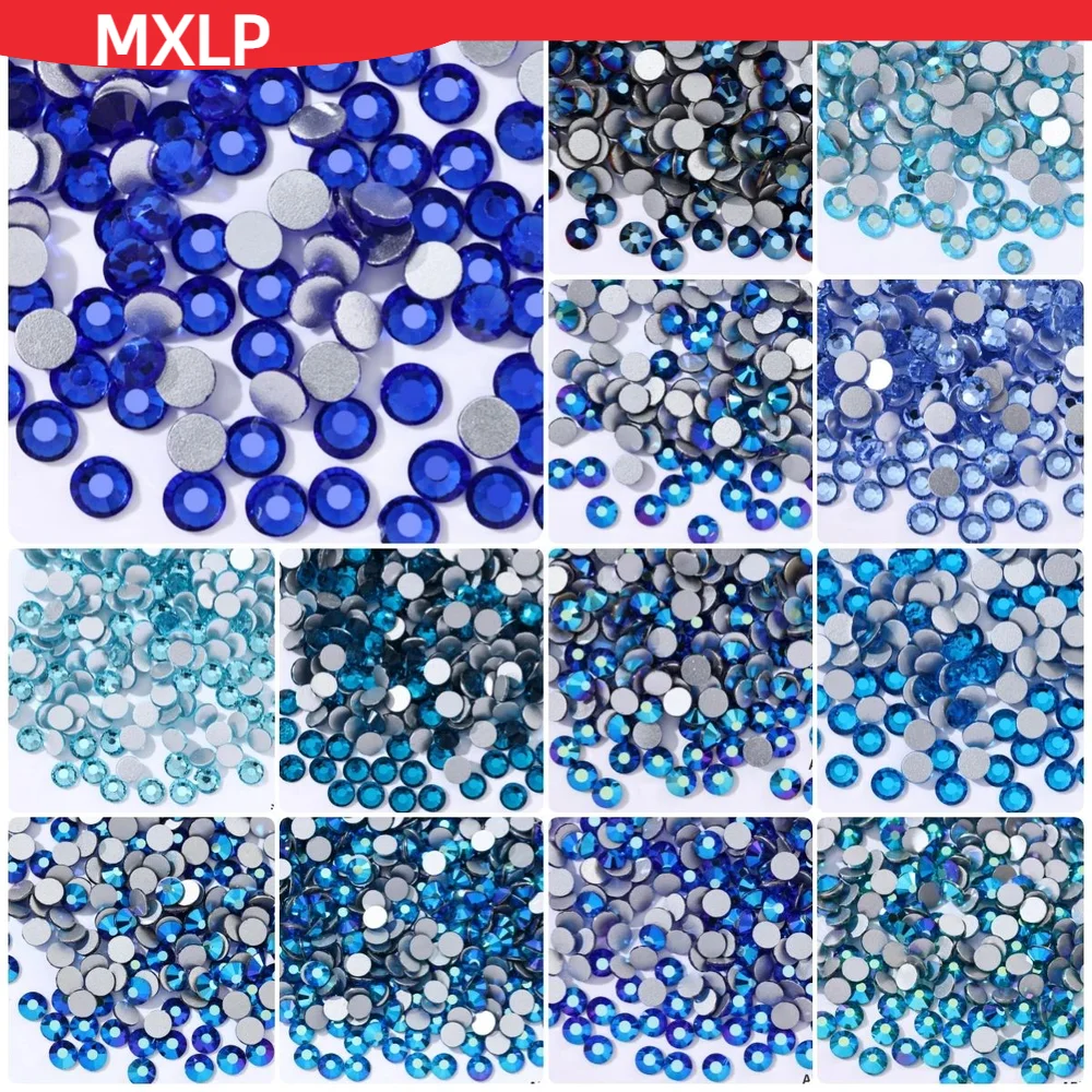 SS3-SS30 All Blue SeriesRhinestones  Non Hot Fix Flat Back Strass & Fabric Garment rhinestones for nails Decorations