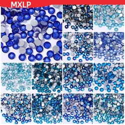 SS3-SS30 All Blue SeriesRhinestones  Non Hot Fix Flat Back Strass & Fabric Garment rhinestones for nails Decorations