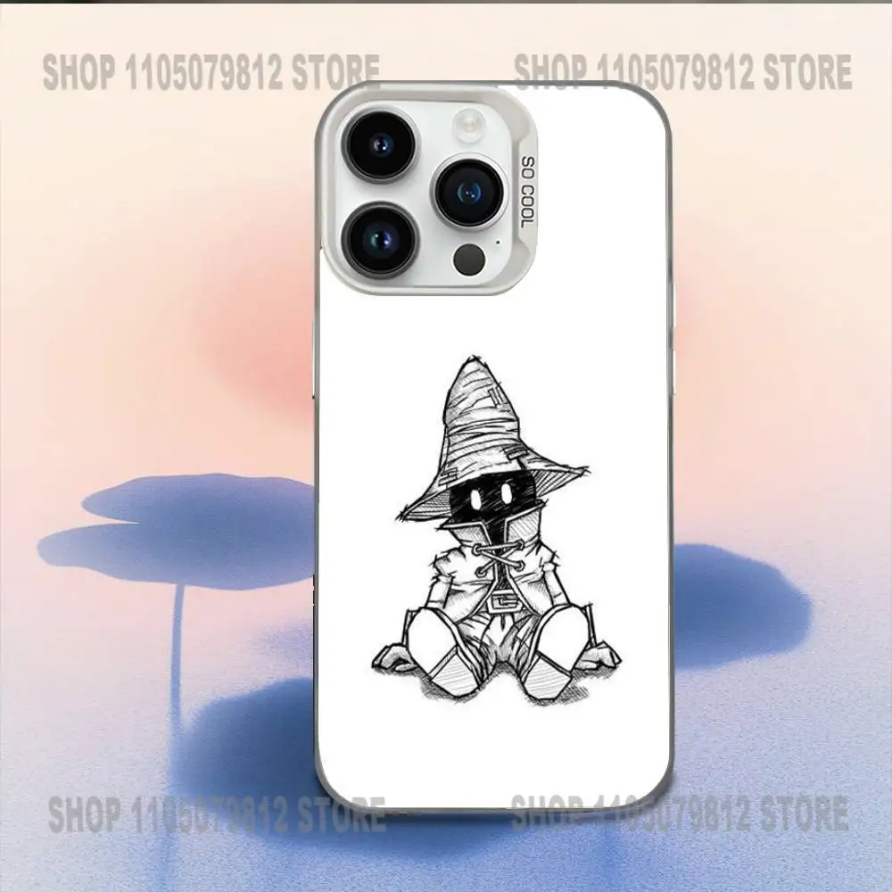 M-moogle final fantasia vivi capa de telefone para iphone 16,15,14,13,12,11, mini, pro, e, max branco doce fosco capa à prova de choque