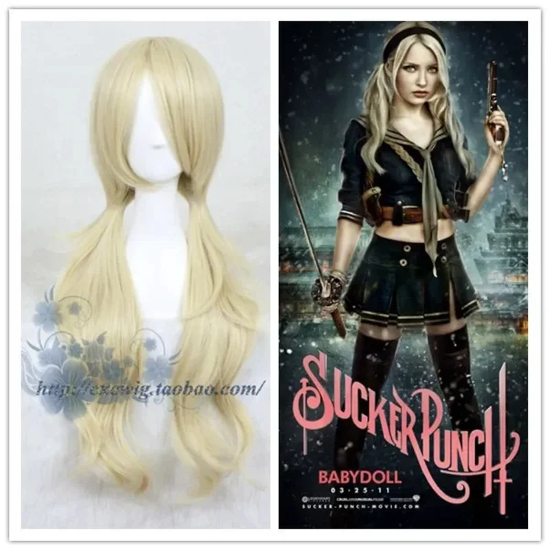 Sucker Punch Women Baby Doll cosplay wig Baby Doll role play blonde hair golden wig costumes