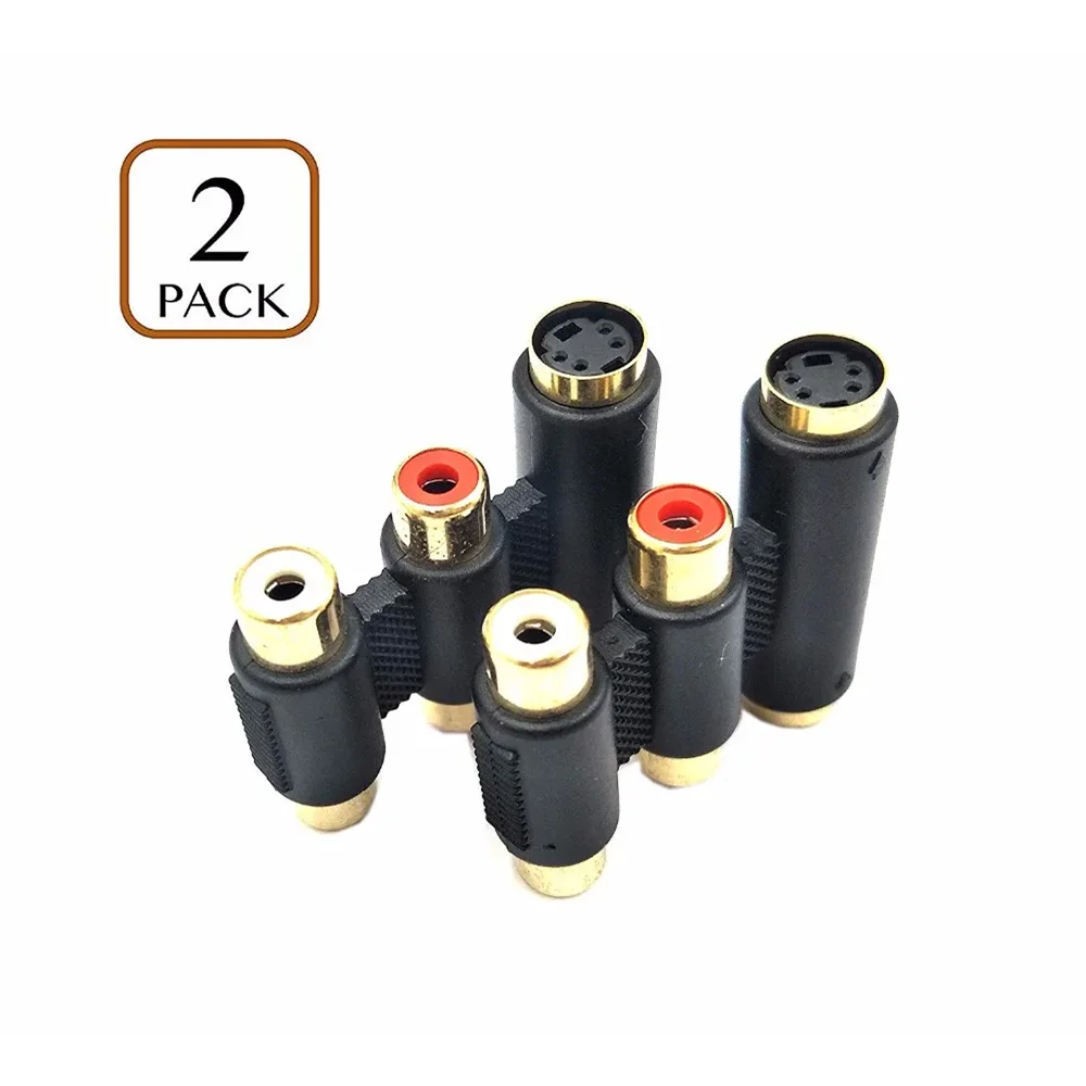 2-RCA & S-VHS Jack Cắm để 2-RCA & S-VHS Jack Cắm Coupler, s-Video Mini DIN 4-Pin Nữ để Nữ Adapter, RCA Nữ để S-Video