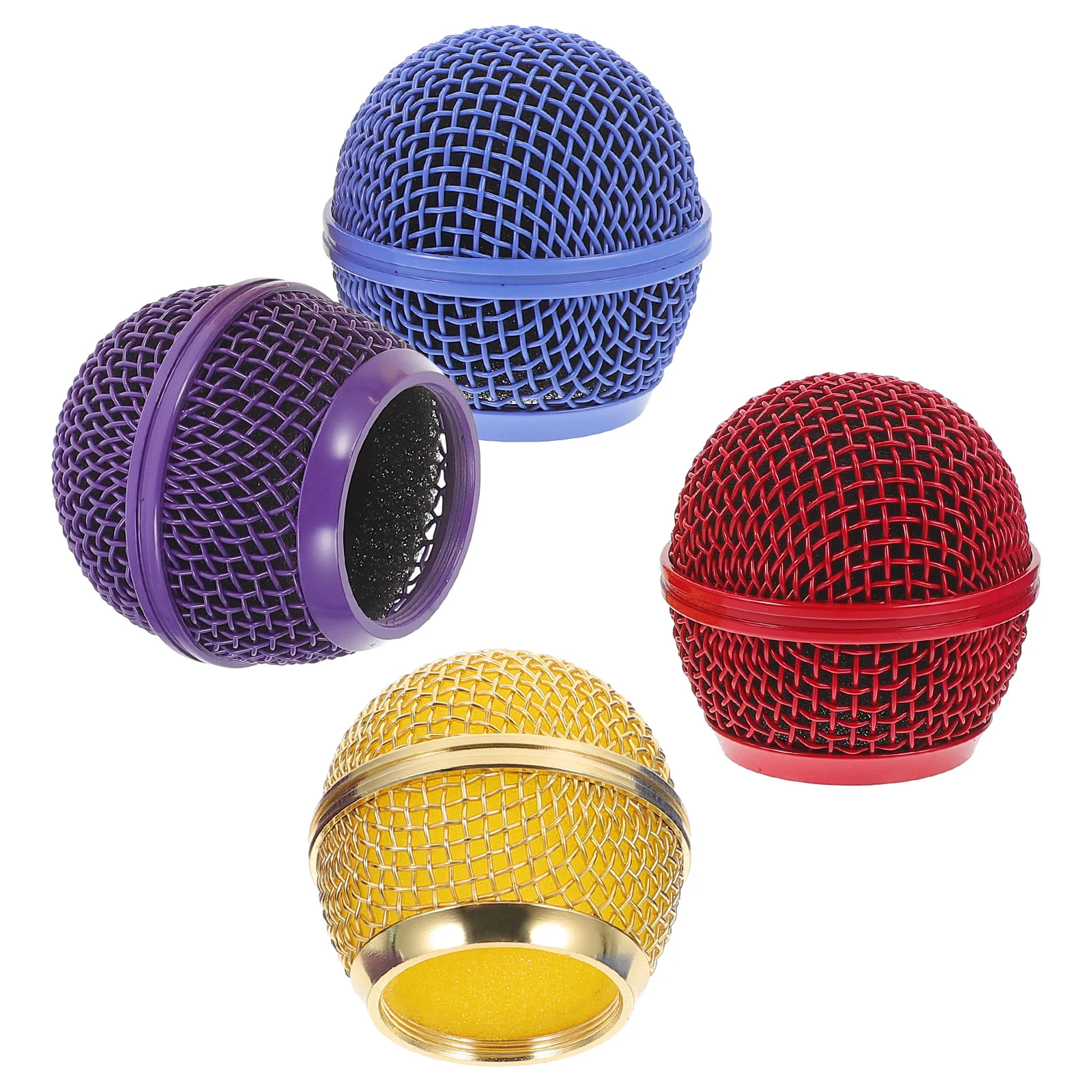 

4 Pcs Headphone Colored Microphone Grille Ball Replacement Mesh Metal Wireless Supplies Cover Accessories for