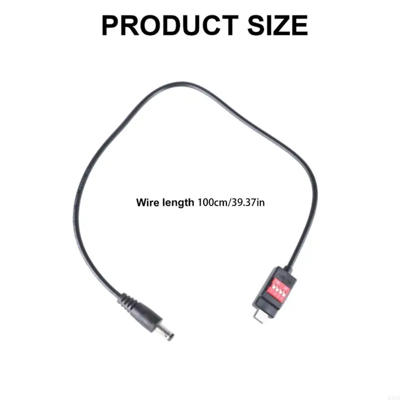 Cáp bộ điều hợp công suất H37B USB C đến 5,5mmx2.1mm bộ chuyển đổi điện áp điều chỉnh điện áp
