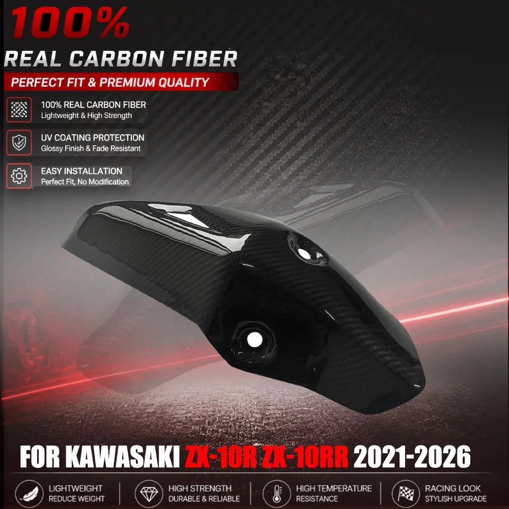 

3K Dry Carbon Fiber Motorcycle Exhaust Muffler Protection Cover Heat Shield Guard For Kawasaki ZX-10R ZX-10RR 2021-2026