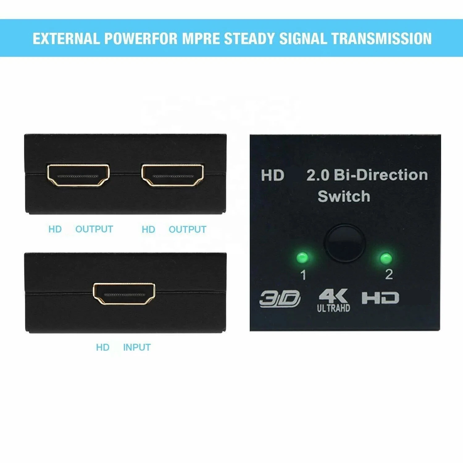 HDMI-compatible 2.0 2 Port 4K 1080P 2x1 1x2 Switch KVM Bi Directional Switcher UHD 4Kx2K 3D HD 2 Input 1 Output HDMI Splitter