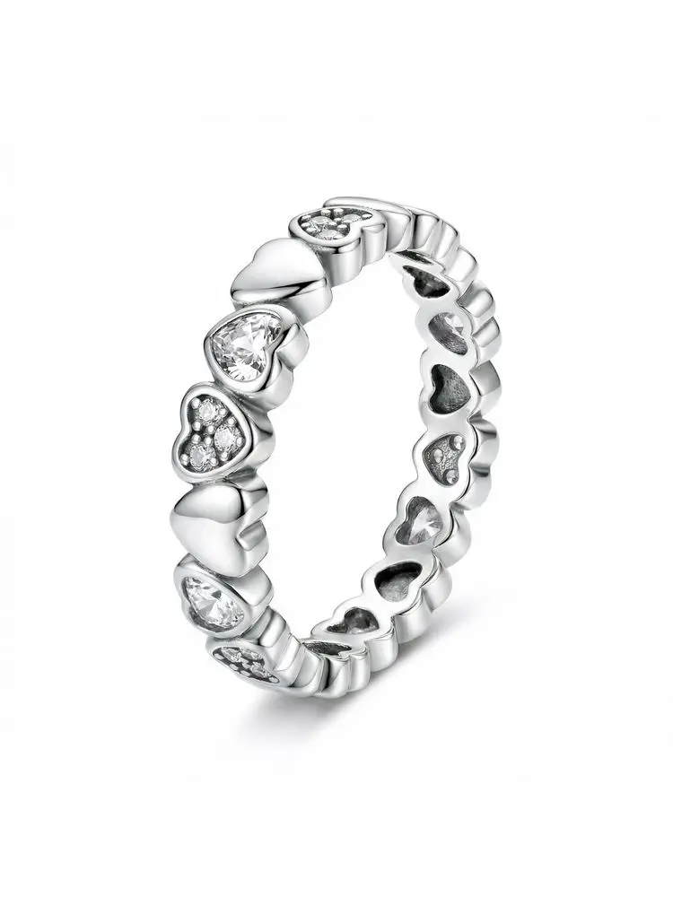 925 Sterling Silber Modischer Glamouröser Liebesherz-Zirkon-Ring für Frauen, Jahrestag, Verlobung, luxuriöser, hochwertiger Schmuck, Geschenk