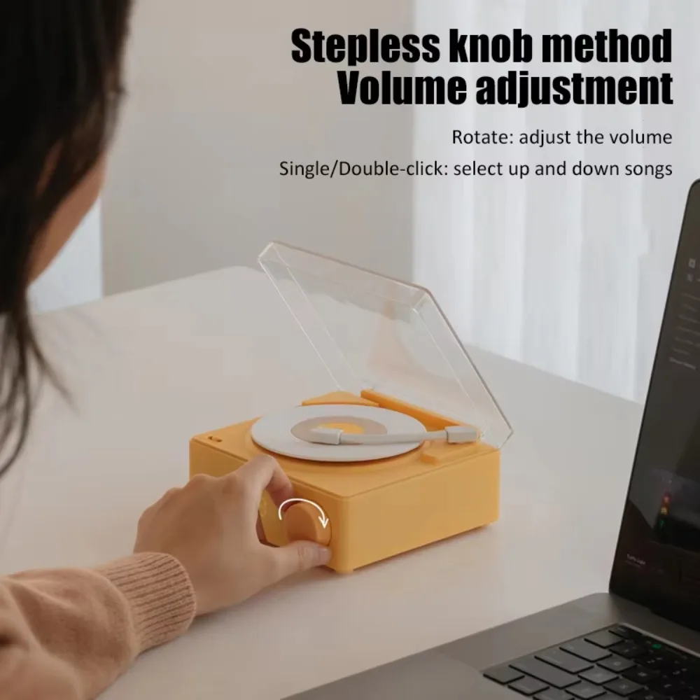 

Bluetooth 5.0 Retro Wireless Bluetooth Speaker TF Card Support AUX Play Vintage Vinyl Record Speaker Hifi Sound CD Player Design