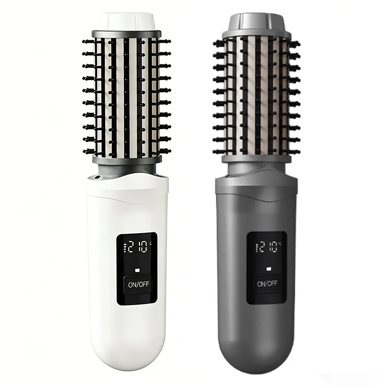 

2 in 1 Wireless Hair Straightener Curler Brush Negative Ion Hair Curler No Damage to Hair Portable Styling Tool for Travel