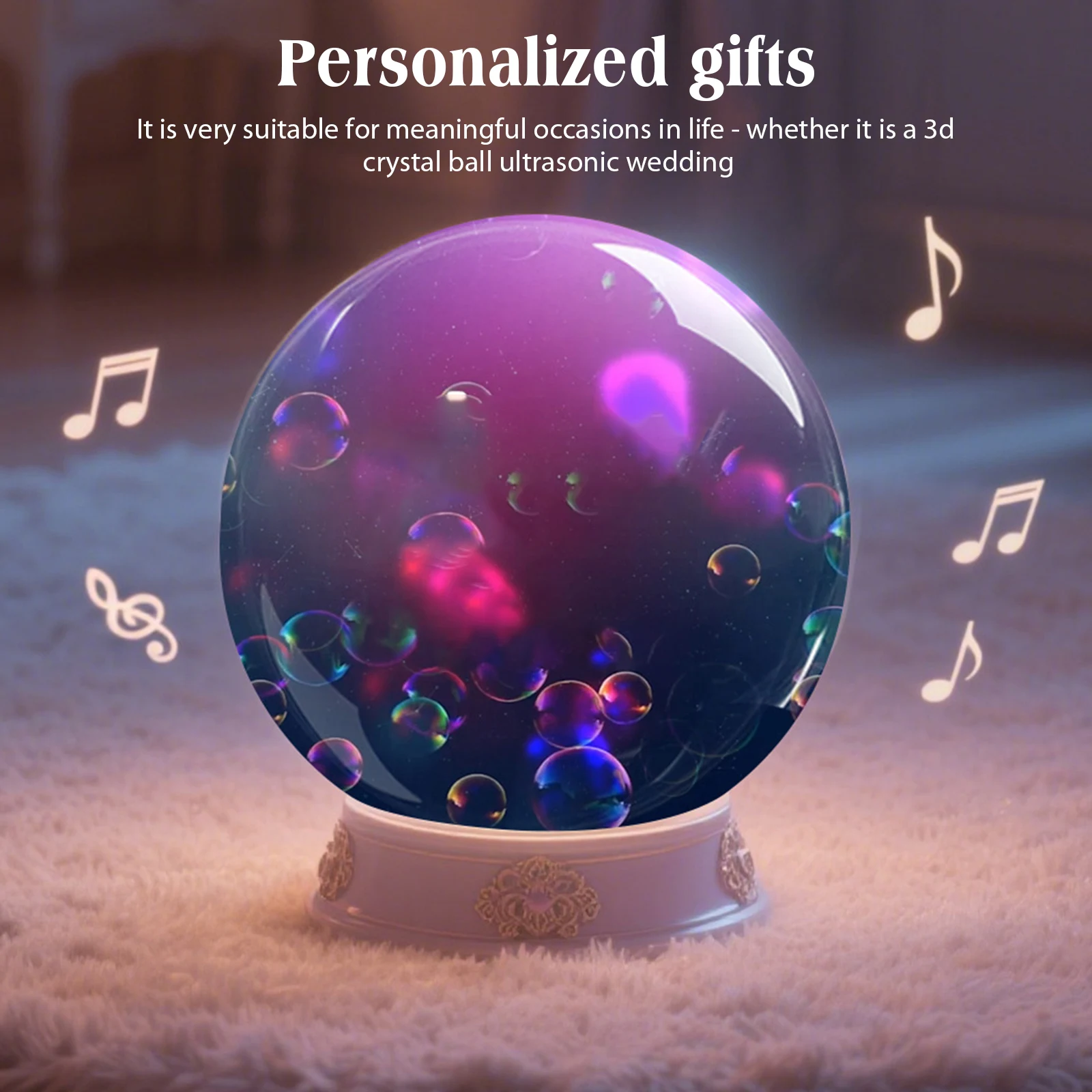 

Personalized 3D Video Crystal Ball Gift Memory Orb Player for Weddings/Birthdays Milestones 360° Visual with Wooden Stand