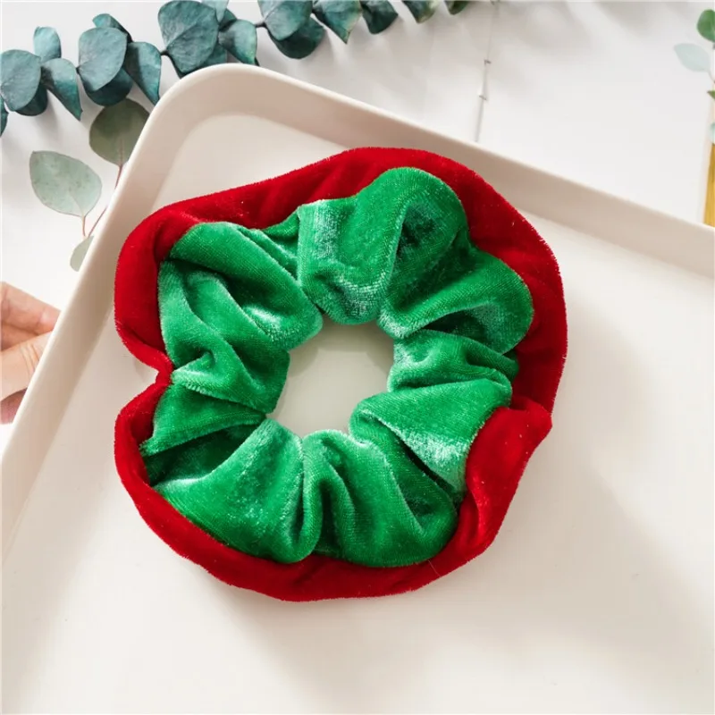 Muweordy Christmas Style Scrunchies Fashion Vintage Simple Hair Accessories Rubber Band Hair Band Red Green Hair Ring for Women