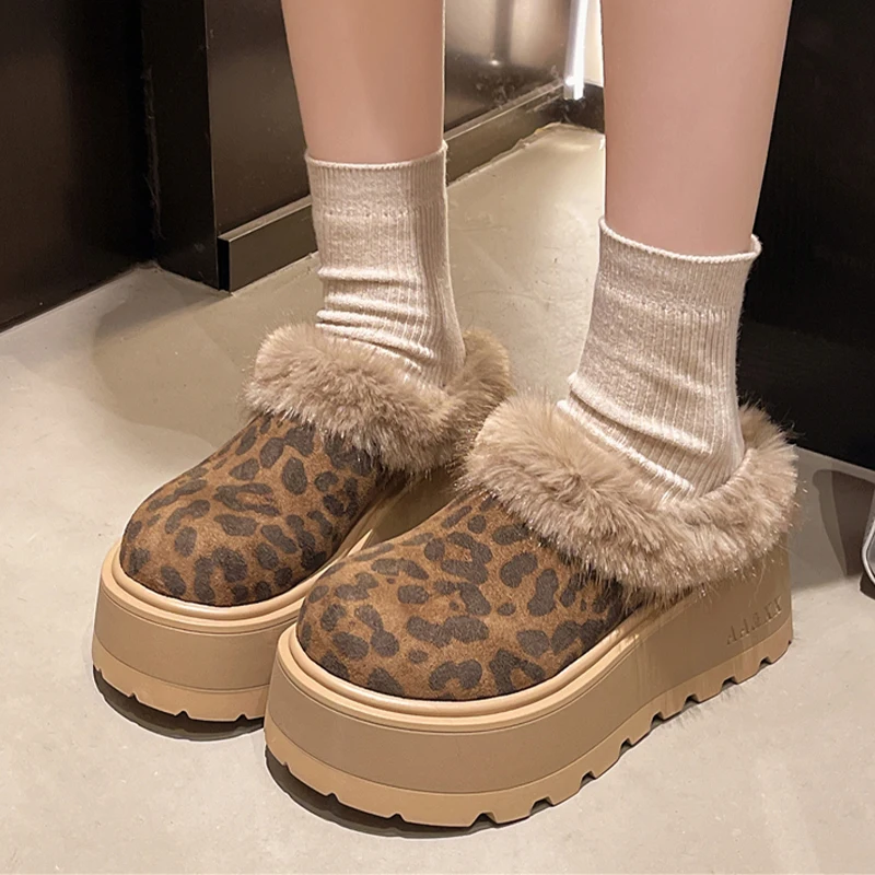 الفراء الأحذية النسائية الدافئة شباشب على الموضة الجلد المدبوغ منصة البغال أحذية 2025 أحذية الشتاء أحذية رياضية غير رسمية قصيرة أفخم الثلوج بوتاس موهير #5