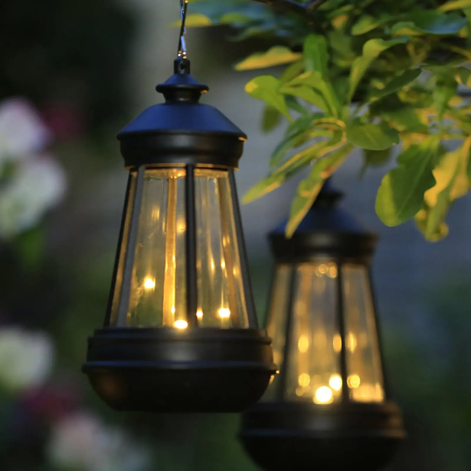 LED Solar Light Retro Kerosene Lamp Solar Powered Candle Outdoor Courtyard Garden Lantern Decor Light Hanging Portable Ligh S1C6