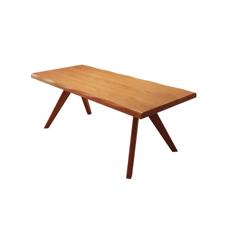 

Nordic all-solid wood dining table and chairs, household log style, ash wood table, living room dining