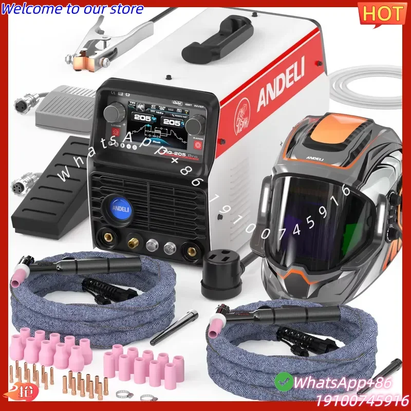 2026Hot ANDELI USA UK Germany Italy EU Country LCD Smart Tig-205 Pro 6 in 1 AC DC MMA Pulse Cold Welder