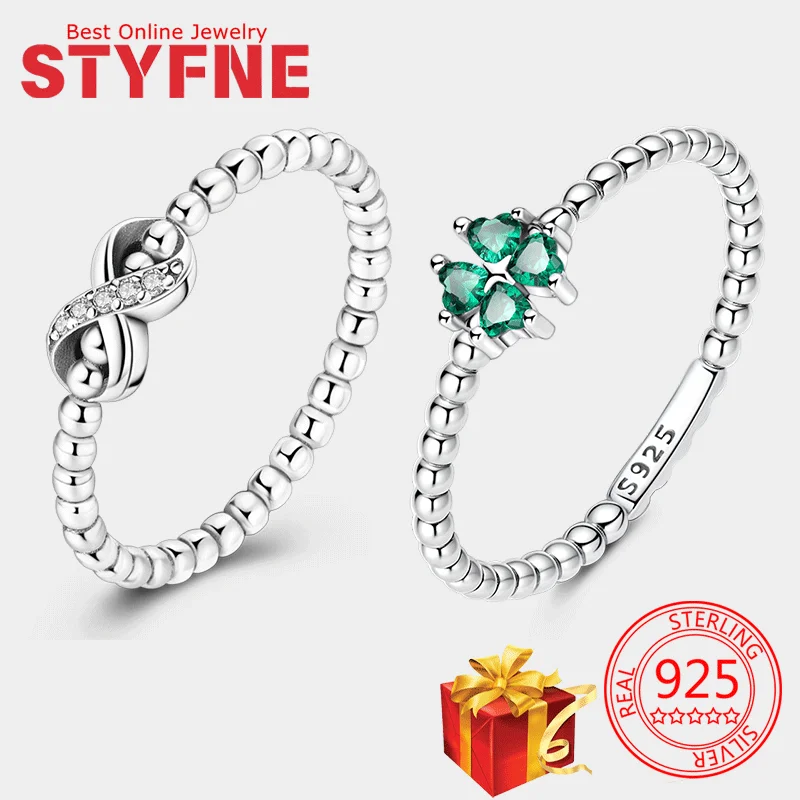 

Real 925 Sterling Silver Lucky Green Ring For Women Wedding Jewelry Gifts with GIFT Bag