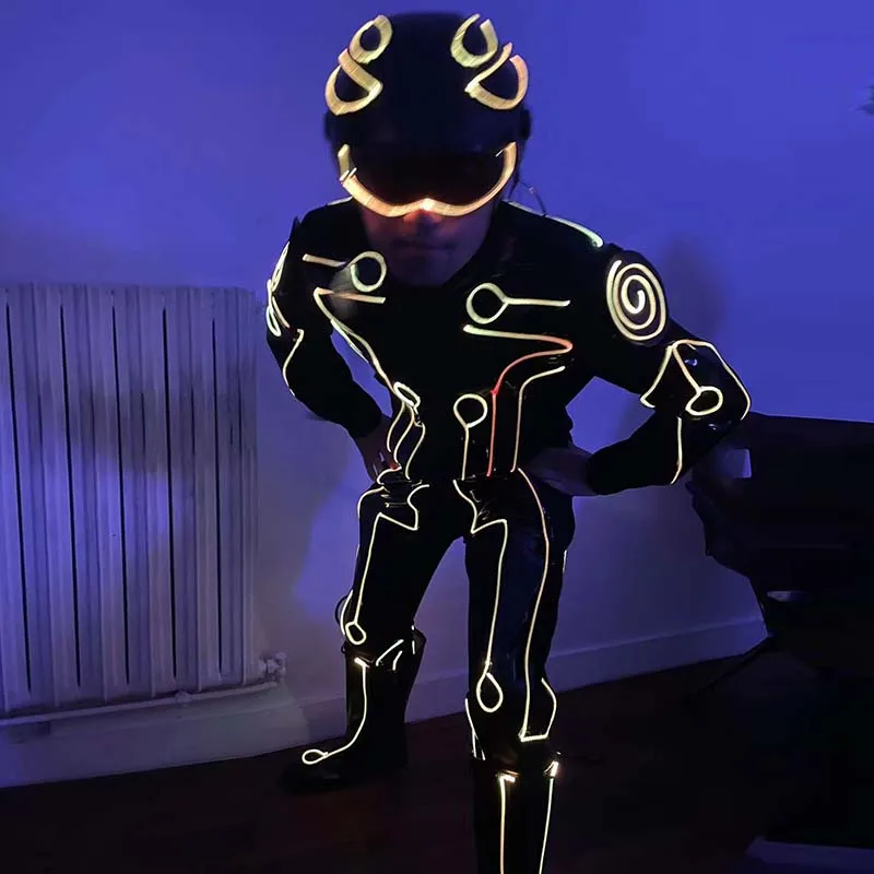 

Tron LED Legency Costume Cosplay Fiber Optic Outfit Neon Light up Suit Warrior Disco DJ Dance Show Performance