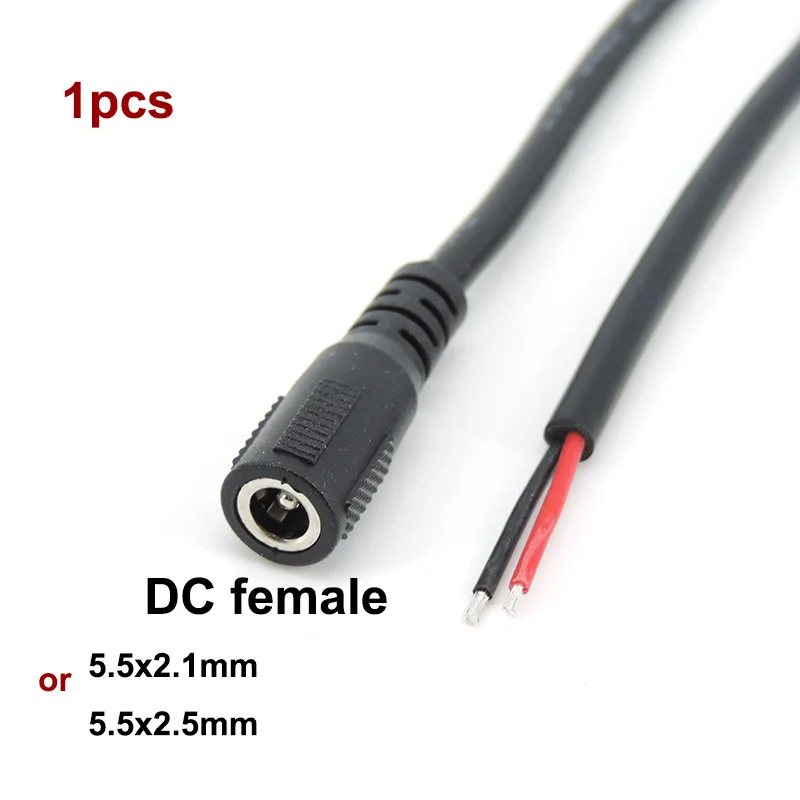 18 cm 18awg 7A DC Männlich Weiblich Netzteil Stecker Kabel 5,5x2,1mm 5,5x2,5mm Kupfer kabel Für LED Streifen licht Kamera 2,1mm 2,5mm