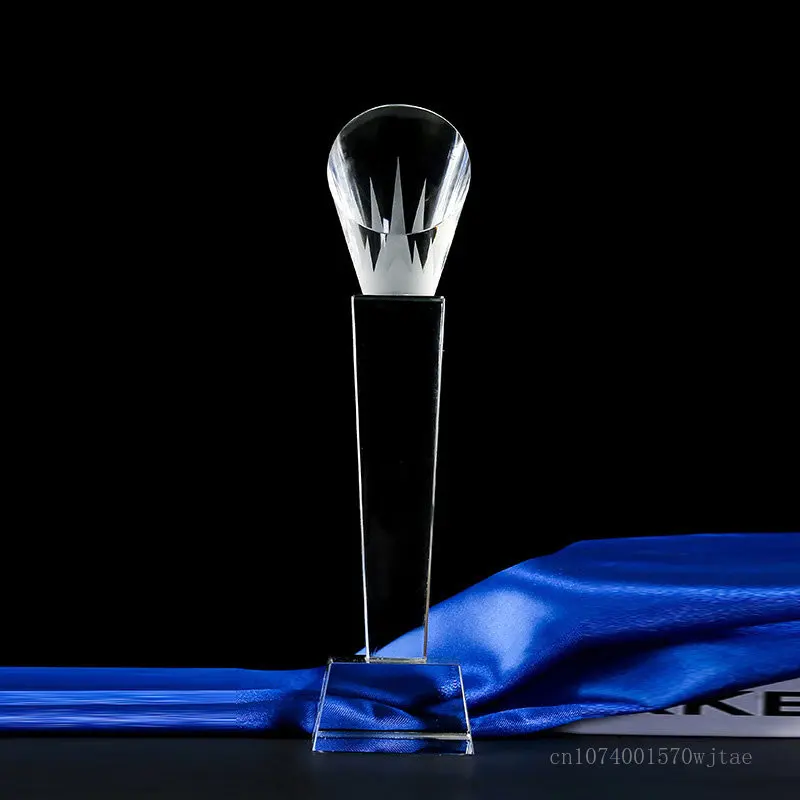 Customized Transparent Crystal Trophy, Column Sculpture, Glass Decoration, Competition, Activities, Award, Home Decor, 1Pc