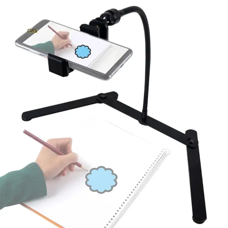 

3X Adjustable Tripod With Cellphone Holder, Overhead Phone Mount, Table Top Teaching Online Stand For Live Streaming