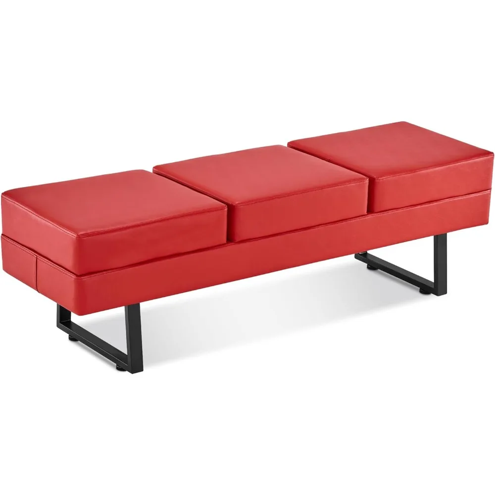 

Waiting Room Chairs, Heavy Duty Office Guest Reception Bench, Faux Leather Upholstered Lobby Chairs for Salon, Conference Room