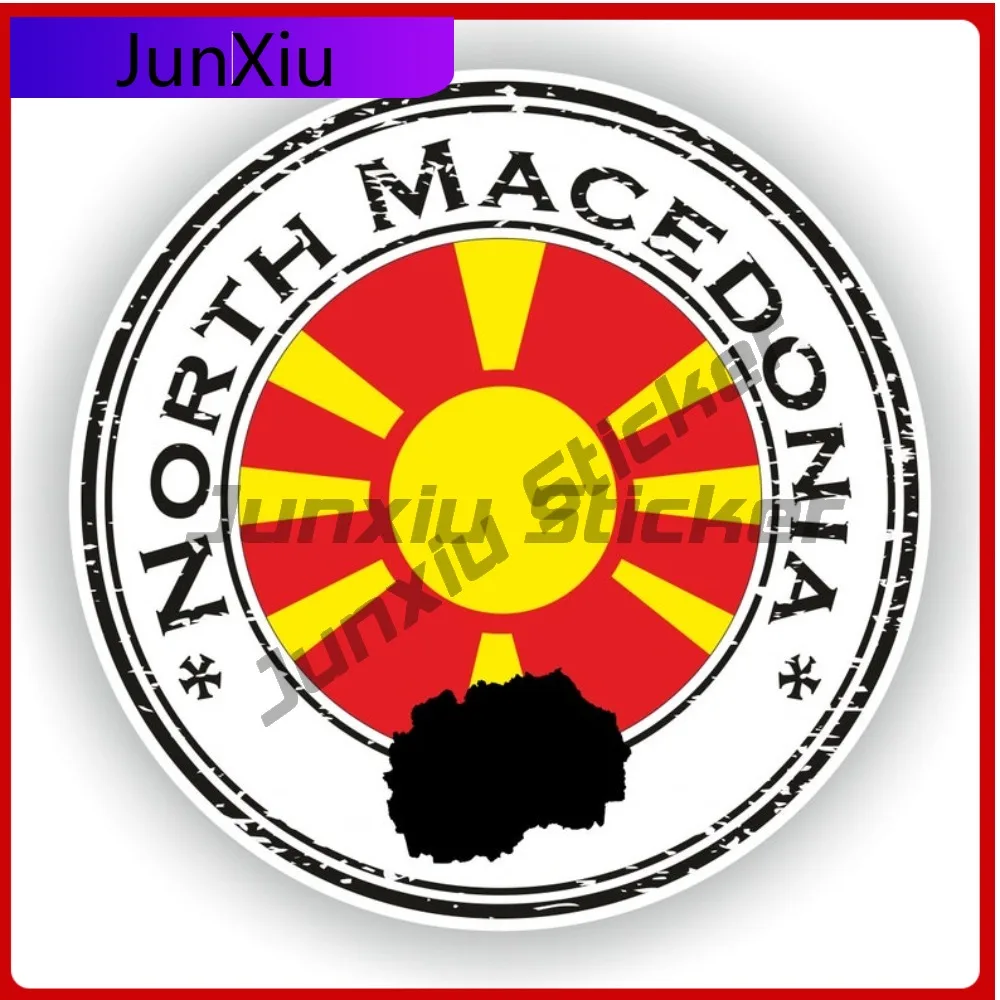 

North Macedonia Seal Round Flag Funny Window Car Durable Vinyl Car Styling Vinyl Decal For Car Truck SUV Window Bumper Laptop