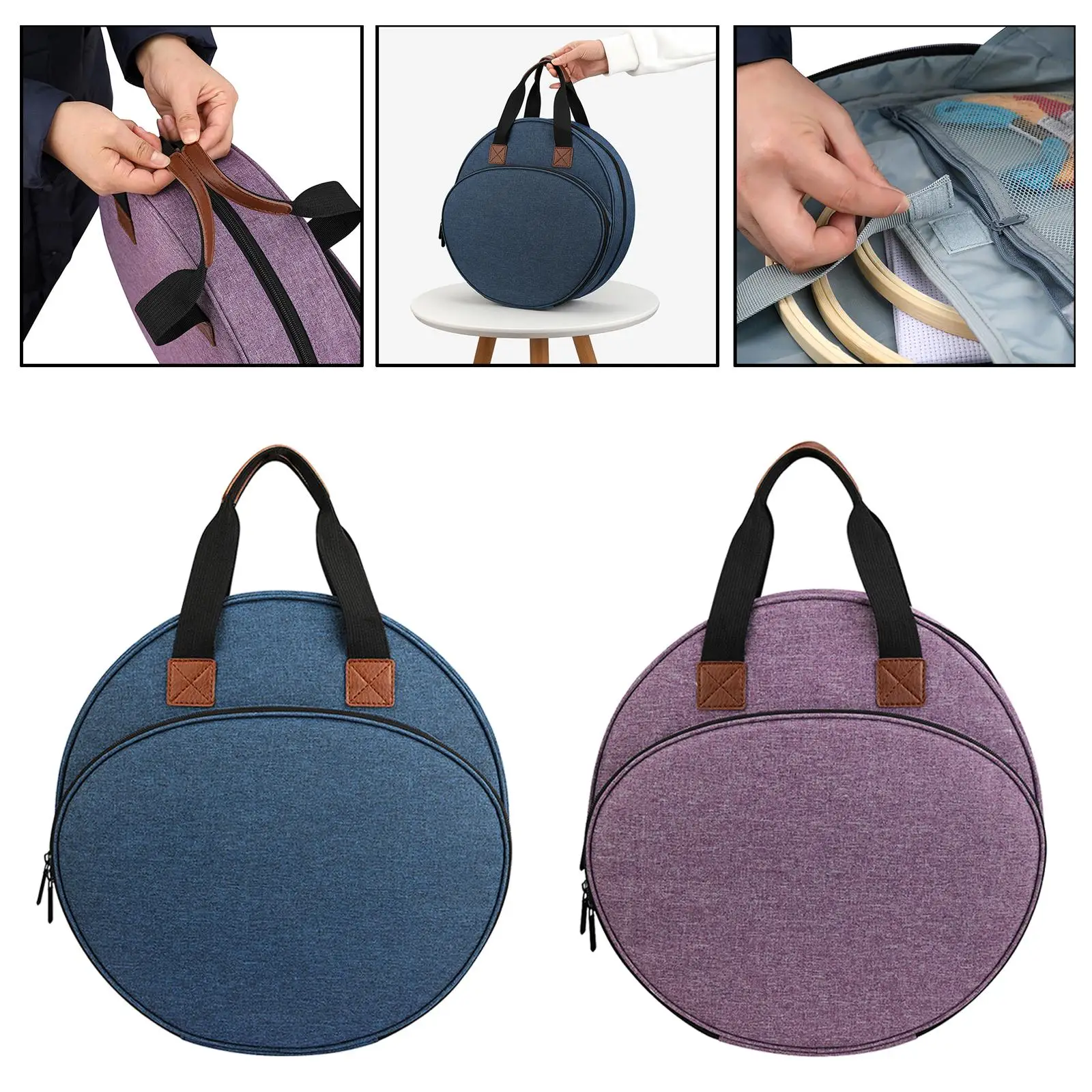 Round Embroidery Zipper Bag Needle Kits Storage Organizer Sewing Accessories