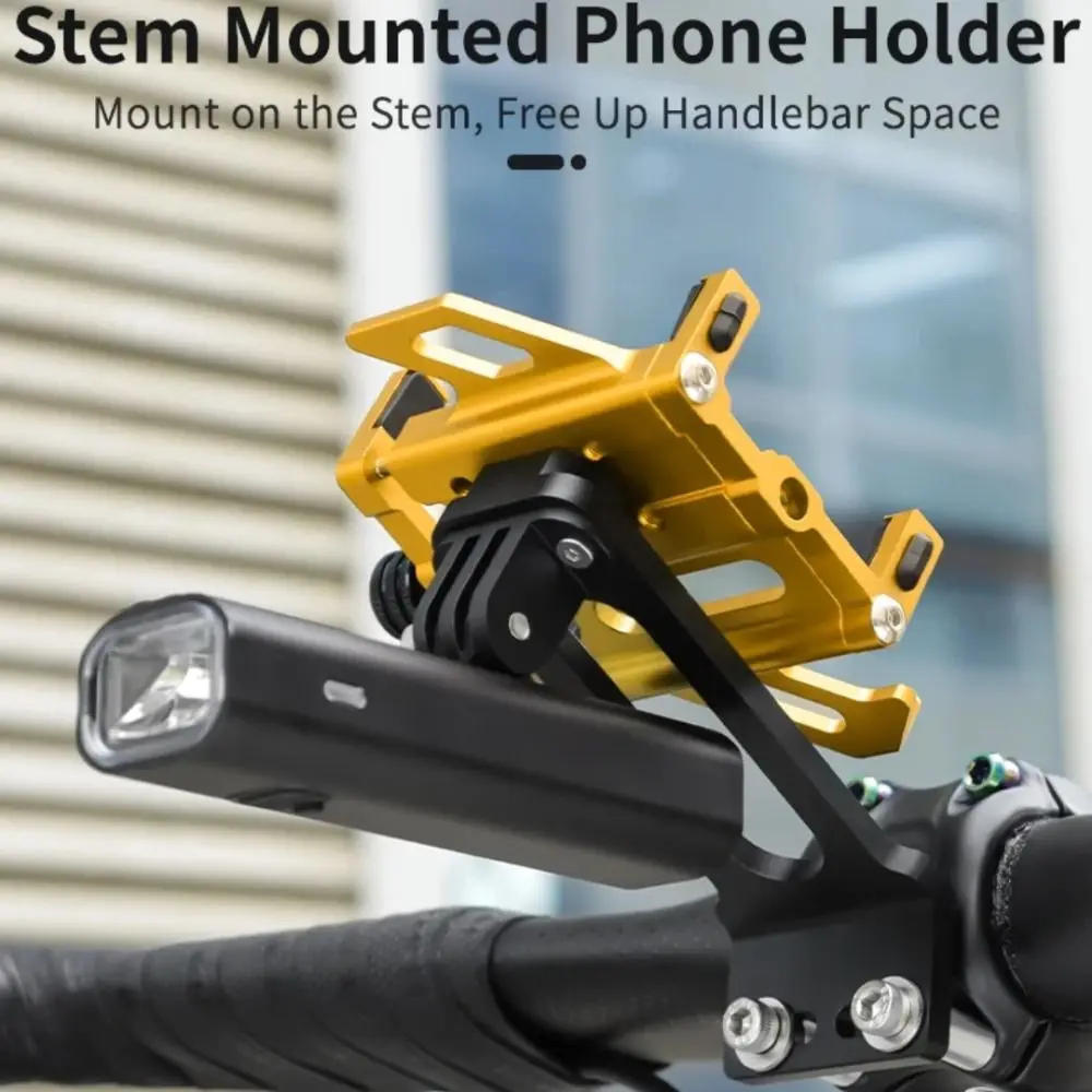 Stem 360° Rotatable Bike Phone Holder Aluminum Alloy Stable Bicycle Mobile Phone Stand Adjustable Innovative for 4.5-7inch Phone