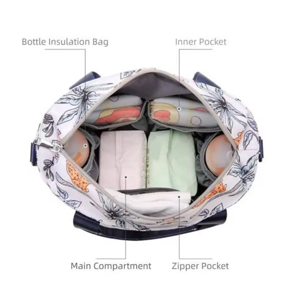 Sac à couches imprimé à la mode pour maman, grande ouverture, grande capacité, sac à couches pour bébé, léger et étanche, sac de voyage