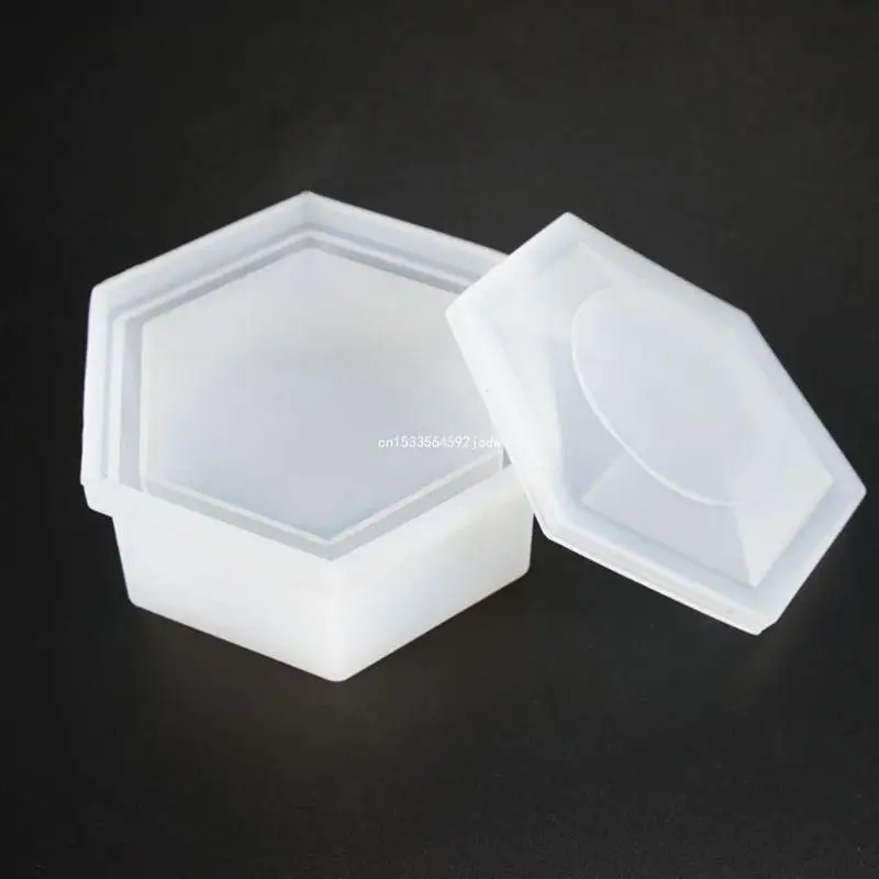 Molde silicona en forma ciruela hecho a mano con espejo alto, caja almacenamiento hexagonal artesanal, molde cristal