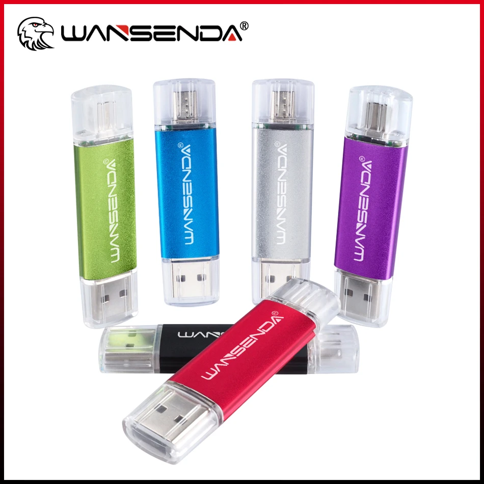 

WANSENDA USB Flash Drive 2-IN-1 USB 2.0 & Micro USB OTG Pen Drive 256GB 128GB 64GB 32GB 16GB Pendrive USB Memory Stick