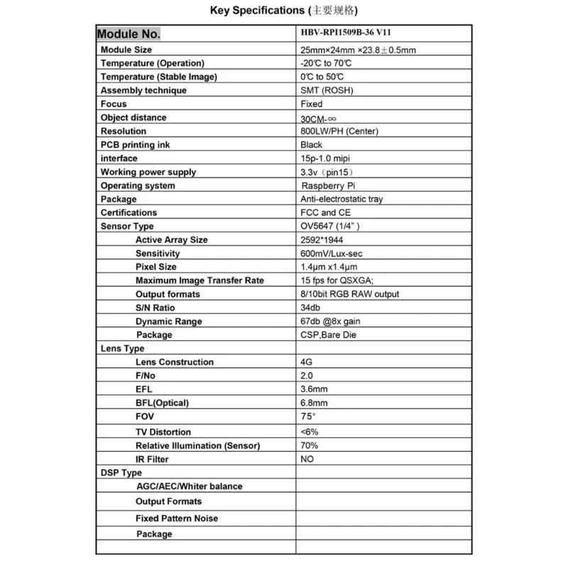 High Definition 5MP Kameramodul 1080P Webcam unterstützt OV5647 Sensor mit Flachbandkabel Webcam-Modul für RPi 2/4/3B+ – Detail 7