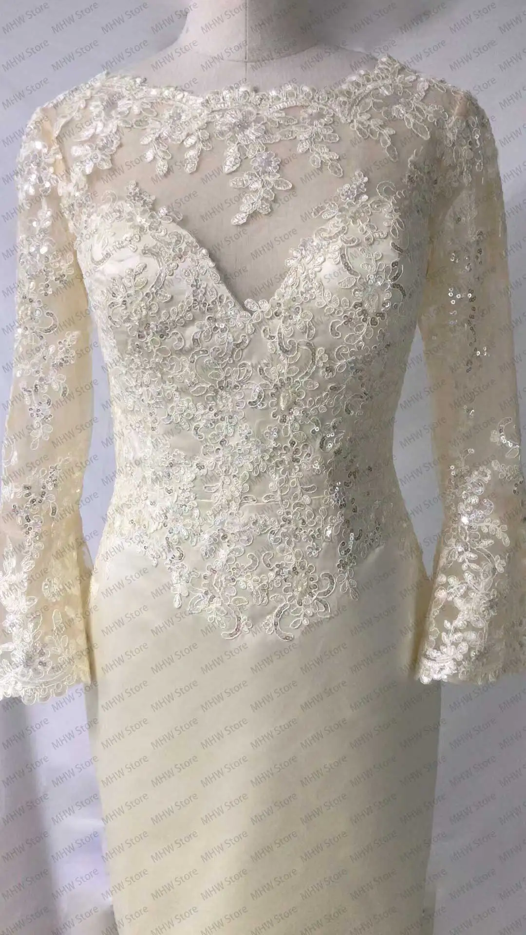 Abito da ballo per gala Abito per la madre della sposa per matrimonio con abito da sera in pizzo 2025 Applicazioni a maniche lunghe al ginocchio Personalizzato