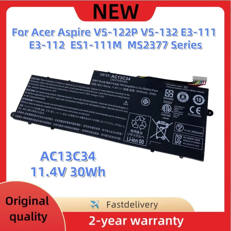 AC13C34 11.4V 30Wh Laptop Battery For Acer Aspire V5-122 V5-122P V5-132V3-111 E3-111 E3-112 ES1-111M 31CP5/60/80 KT.00303.005