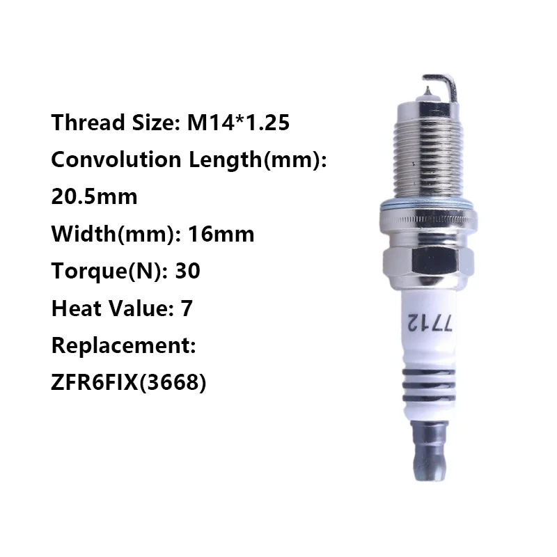 

THREEON 1/4/6pc K7RTKCI(7712) Iridium Spark Plug For Ford Family Cruze Honda Accord Buick Excelle Replace ZFR6FIX(3668) M14*1.25