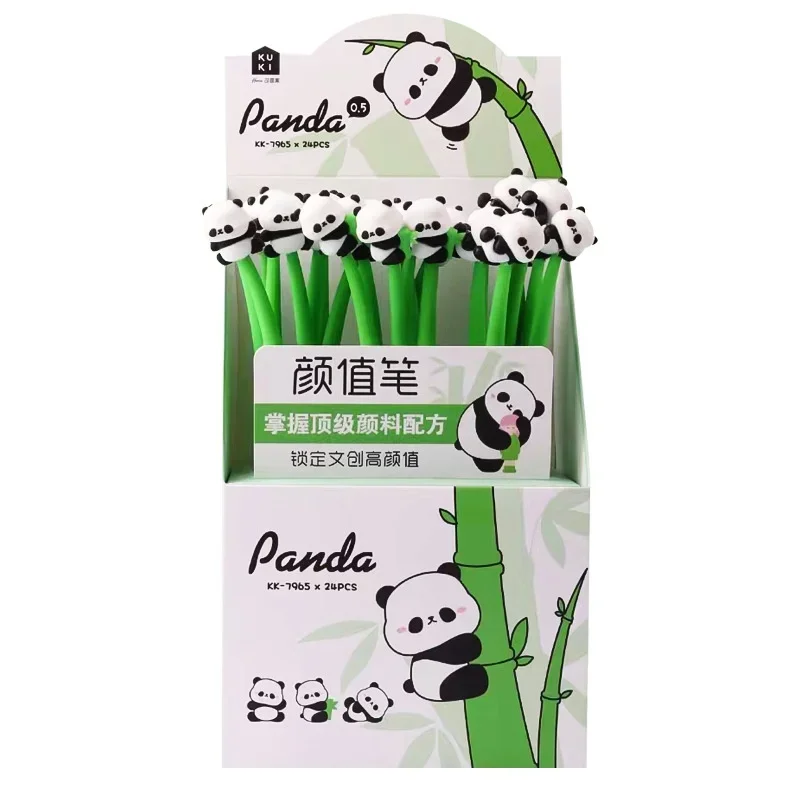 Imagem -05 - Panda Forma Silicone Gel Caneta Caneta de Bambu para Assinatura Desenhos Animados Cola Macia Papelaria Estudante Bonito