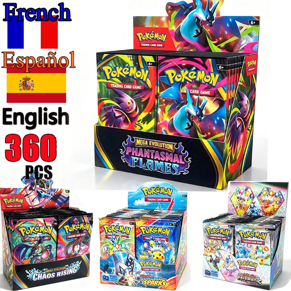 360PCS/Set Pokémon Card MEGA EVOLUTION SCARLET&VIOLE 151 Prismatic Evolutions Black Bolt English Booster Battle Transaction Card