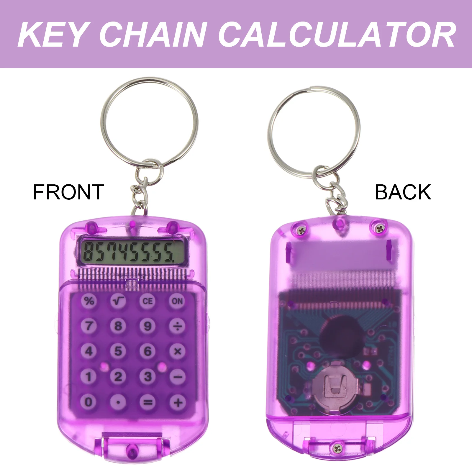 3 Pcs Keyrings Keychain Calculator Pocket Mini Students Small Electronic Orange